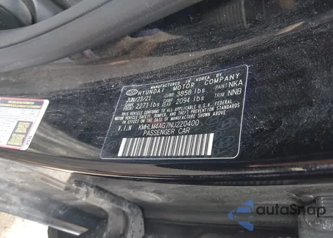 2022 Hyundai Elantra Sel z USA, uszkodzony, nr VIN KMHLM4AG7NU220400